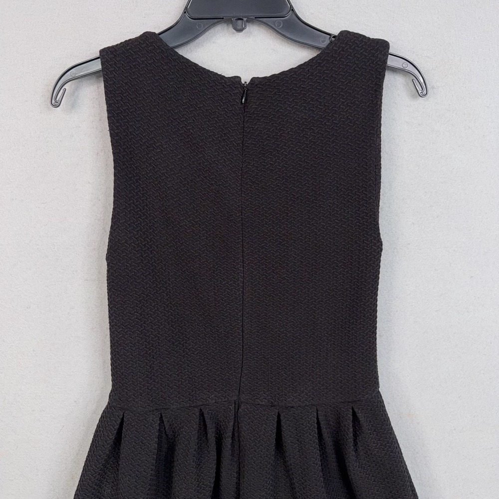 Ganni Dress Womens Medium Black Textured Fit Flare Sleeveless Scoop Neck Mini - Picture 8 of 12
